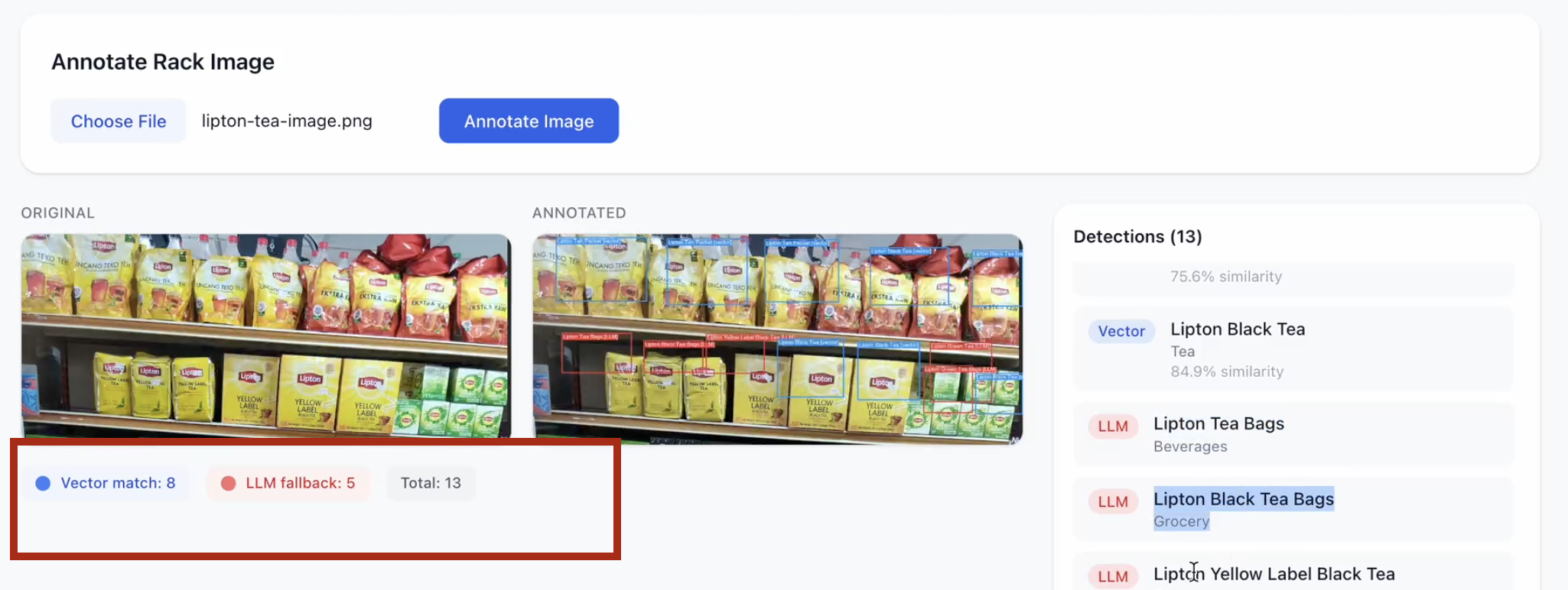 Computer vision and image similarity search for retail shelf annotation